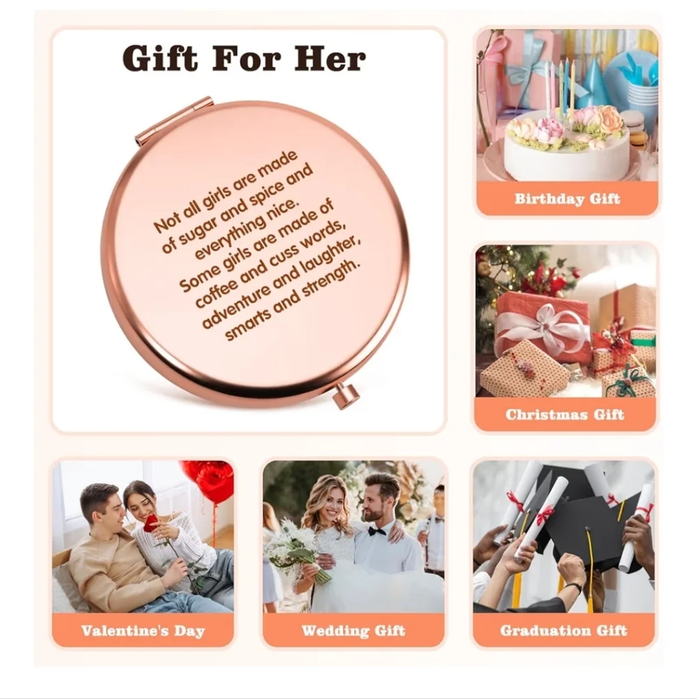 Rose Gold Funny Sarcastic Gift for Women Compact Mirrors